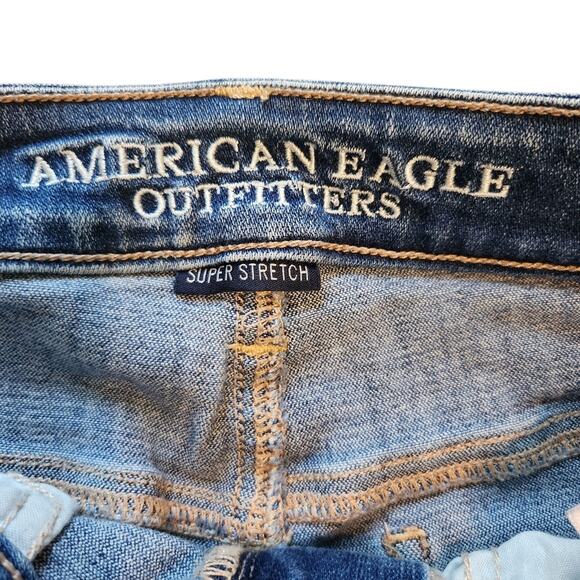 American Eagle Outfitters jeans Super Stretch distressed blue size 4 short - Picture 3 of 6